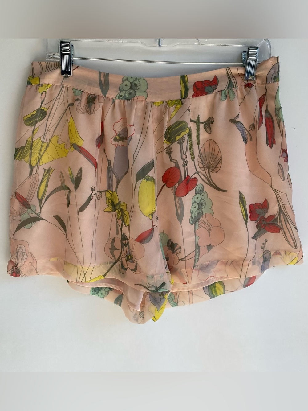 H&M conscious collection lightweight semi-sheer floral shorts in peach 10 NEW